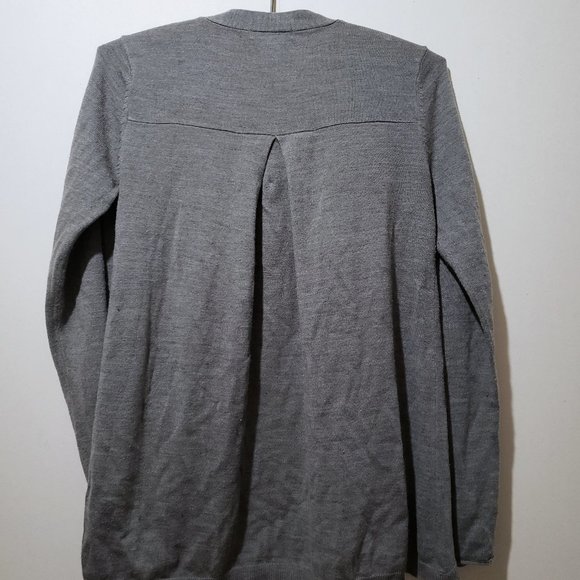 2/$20 New York & Company charcoal grey Cardigan womens size S open waterfall - Picture 6 of 10